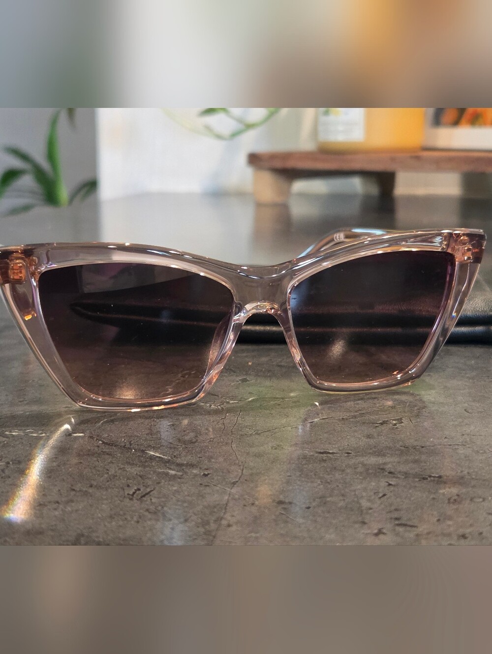 Quay Australia Clear Pink Frame Sunglasses with Brown Gradient Lenses - Picture 3 of 3